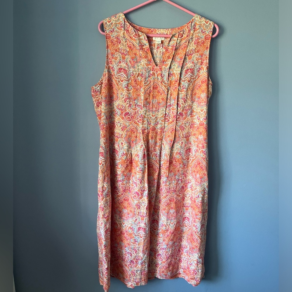 J Jill Love Linen Sleeveless Paisley Midi Dress Size LP - Picture 2 of 7